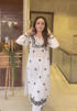 Nishtha in Noor HOK Muslin Chikankari kurti for Women- White With Black